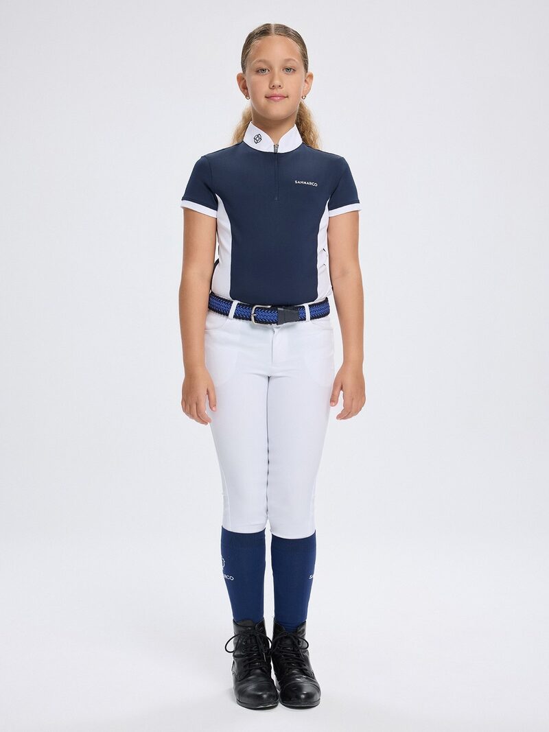 ENZA-JR NAVY/WHITE GIRL'S COMPETITION POLO SHORT SLEEVE