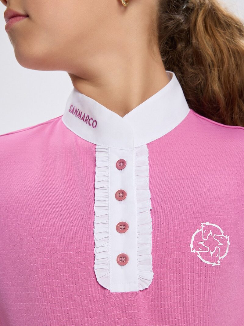 SAVONA-JR PINK GIRL'S COMPETITION POLO SHORT SLEEVE