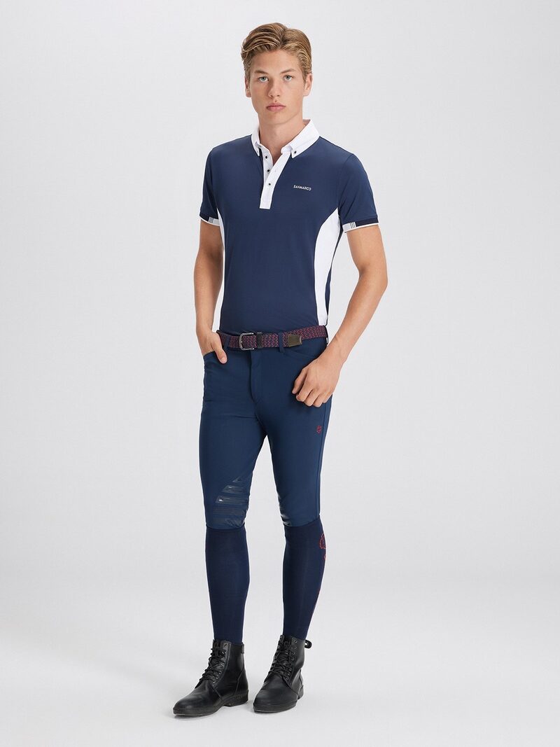 ENZO NAVY/WHITE MEN'S COMPETITION POLO SHORT SLEEVE