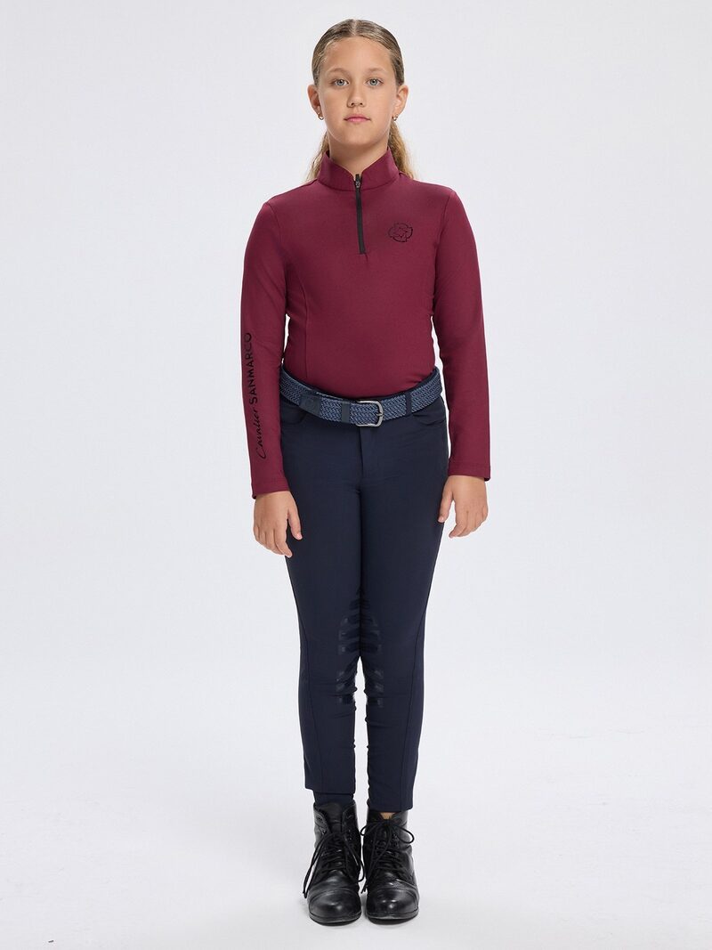 ASPEN-JR BORDEAUX GIRL'S LONG SLEEVE BASE LAYER QUARTER ZIP