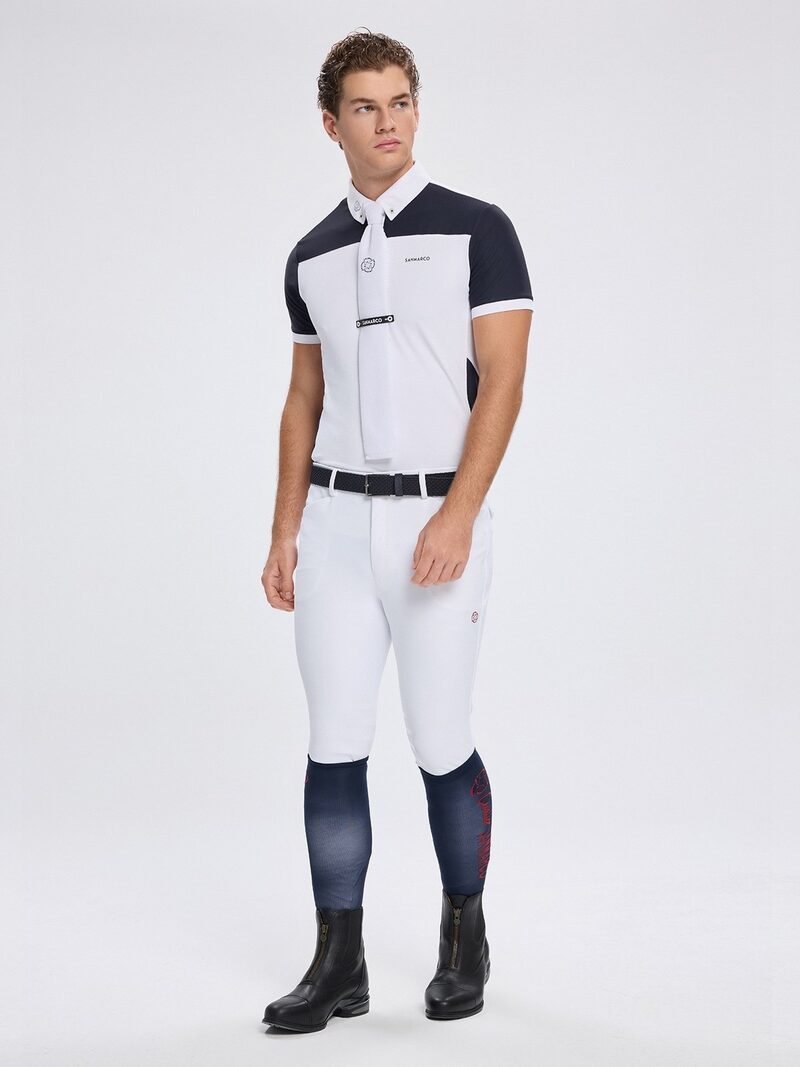 VITTORIO WHITE/NAVY MEN'S SHORT SLEEVE COMPETITION POLO