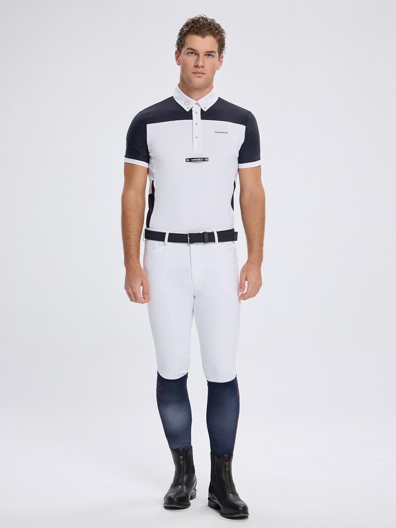 VITTORIO WHITE/NAVY MEN'S SHORT SLEEVE COMPETITION POLO