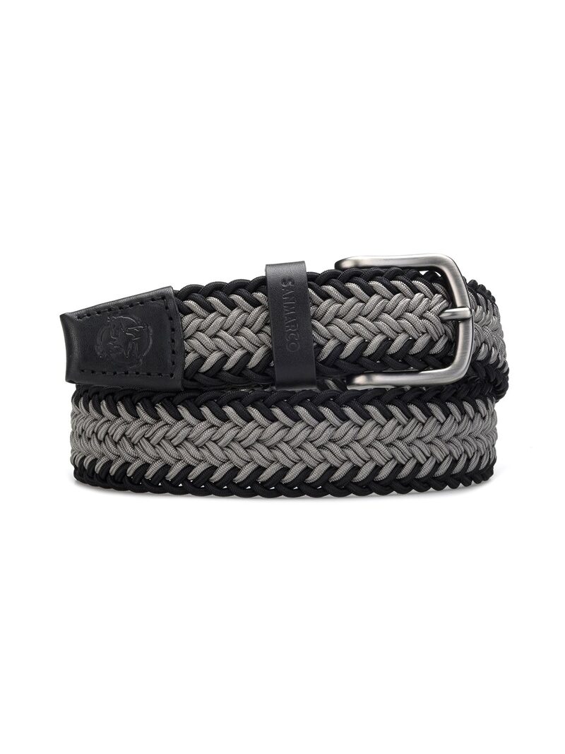 SANTIAGO GRAY/BLACK BRAIDED BELT