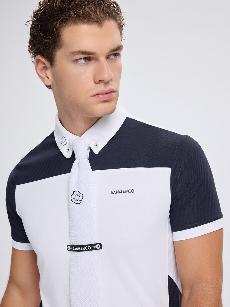 VITTORIO WHITE/NAVY MEN'S SHORT SLEEVE COMPETITION POLO