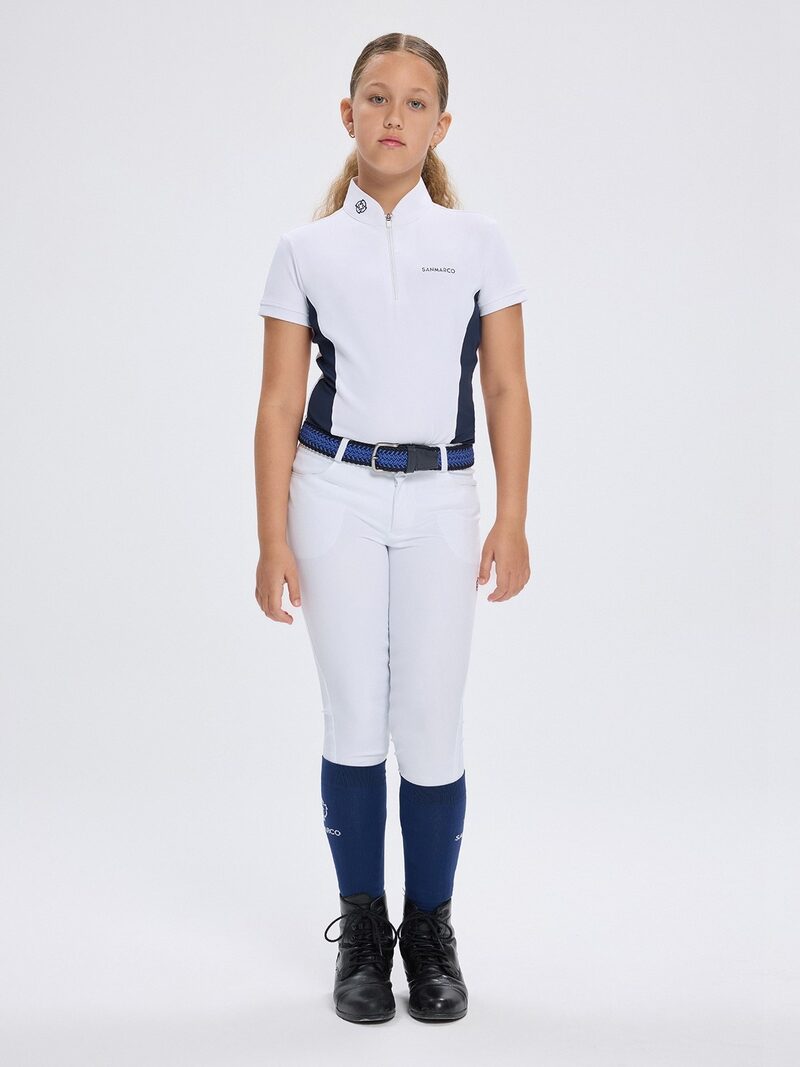ENZA-JR WHITE/NAVY GIRL'S COMPETITION POLO SHORT SLEEVE