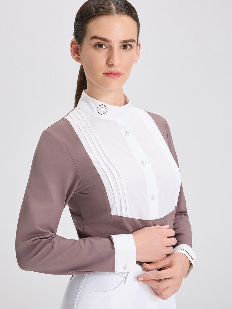 MARCELA MINK/WHITE WOMEN'S COMPETITION SHIRT BIB PANEL