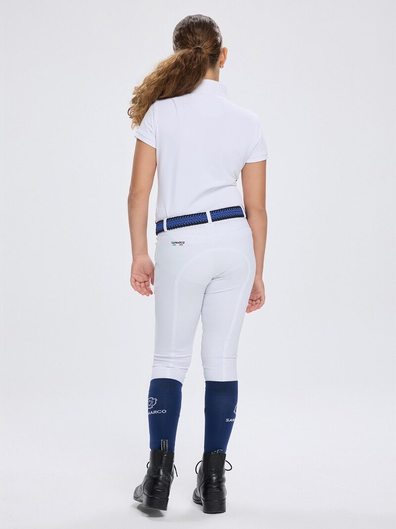 ENZA-JR WHITE/NAVY GIRL'S COMPETITION POLO SHORT SLEEVE