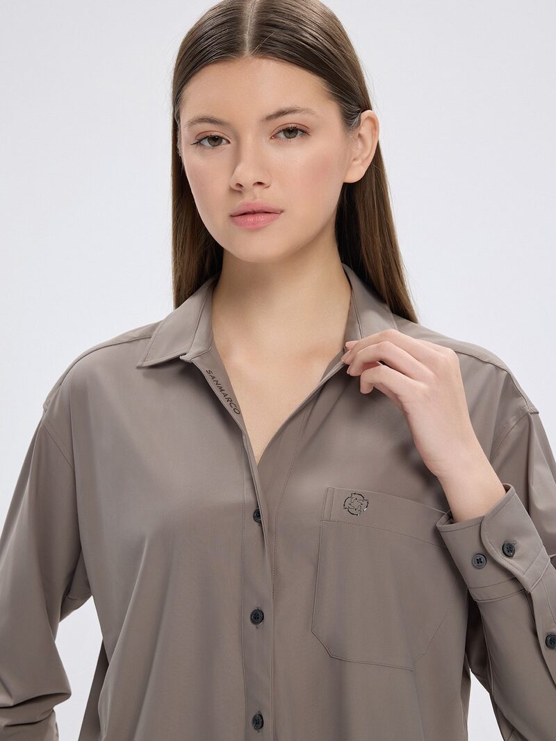 VENETA TAUPE WOMEN'S OVERSIZE CASUAL SHIRT