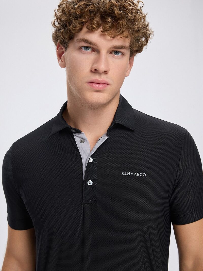 PORTOFINO BLACK MEN'S TECH TRAINING POLO SHORT SLEEVE