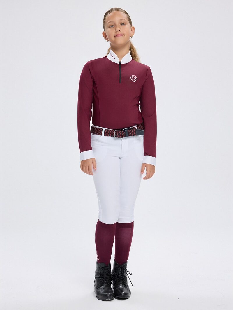 PAOLA-JR BORDEAUX GIRL'S COMPETITION POLO LONG SLEEVE