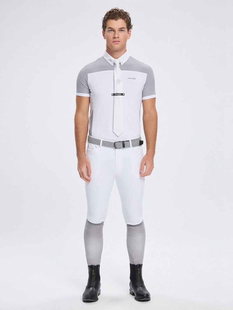 VITTORIO WHITE/GRAY MEN'S COMPETITION POLO SHORT SLEEVE