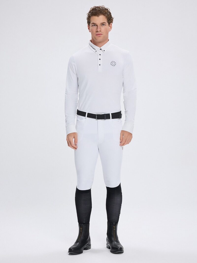 PAOLO WHITE MEN'S COMPETITION POLO LONG SLEEVE