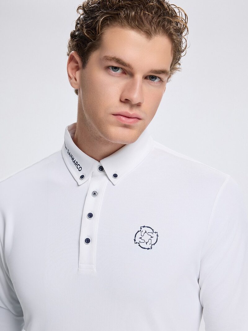 PAOLO WHITE MEN'S COMPETITION POLO LONG SLEEVE