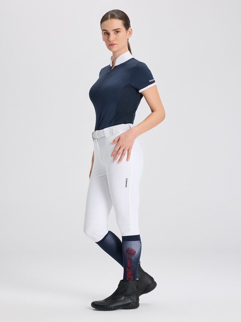 VENEZIA NAVY WOMEN'S COMPETITION POLO SHORT SLEEVE WITH STRASS