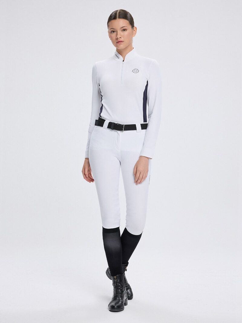 PAOLA WHITE/NAVY WOMEN'S COMPETITION POLO LONG SLEEVE