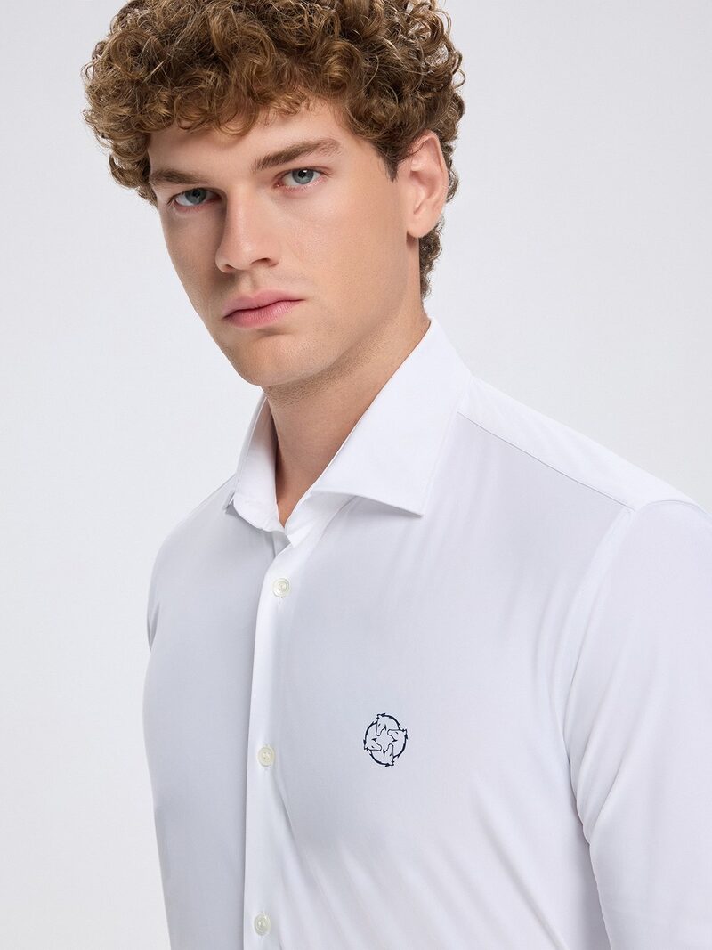 MILANO WHITE MEN'S COMPETITION SHIRT LONG SLEEVE SPREAD COLLAR
