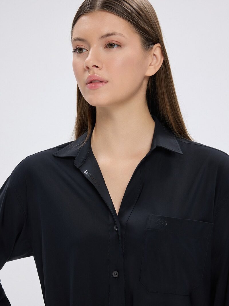 VENETA BLACK WOMEN'S OVERSIZE CASUAL SHIRT