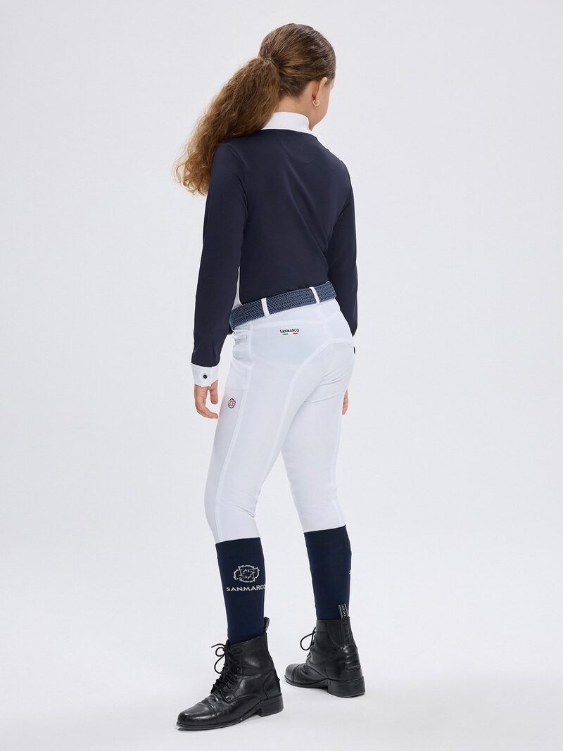 PAOLA-JR NAVY/WHITE GIRL'S COMPETITION POLO LONG SLEEVE