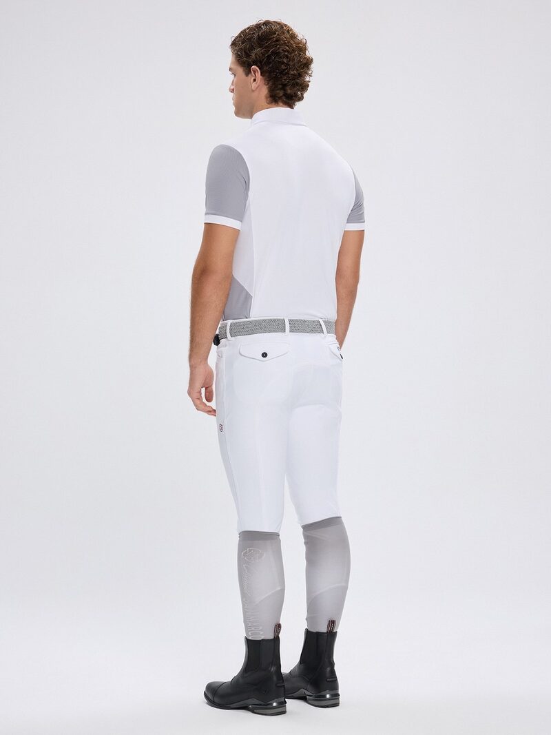 VITTORIO WHITE/GRAY MEN'S COMPETITION POLO SHORT SLEEVE