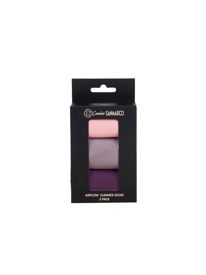 CAPRI-3XB SET #5/Pink,L.Gray,Purple UNISEX SUMMER RIDING SOCKS 3 PACK BUNDLE