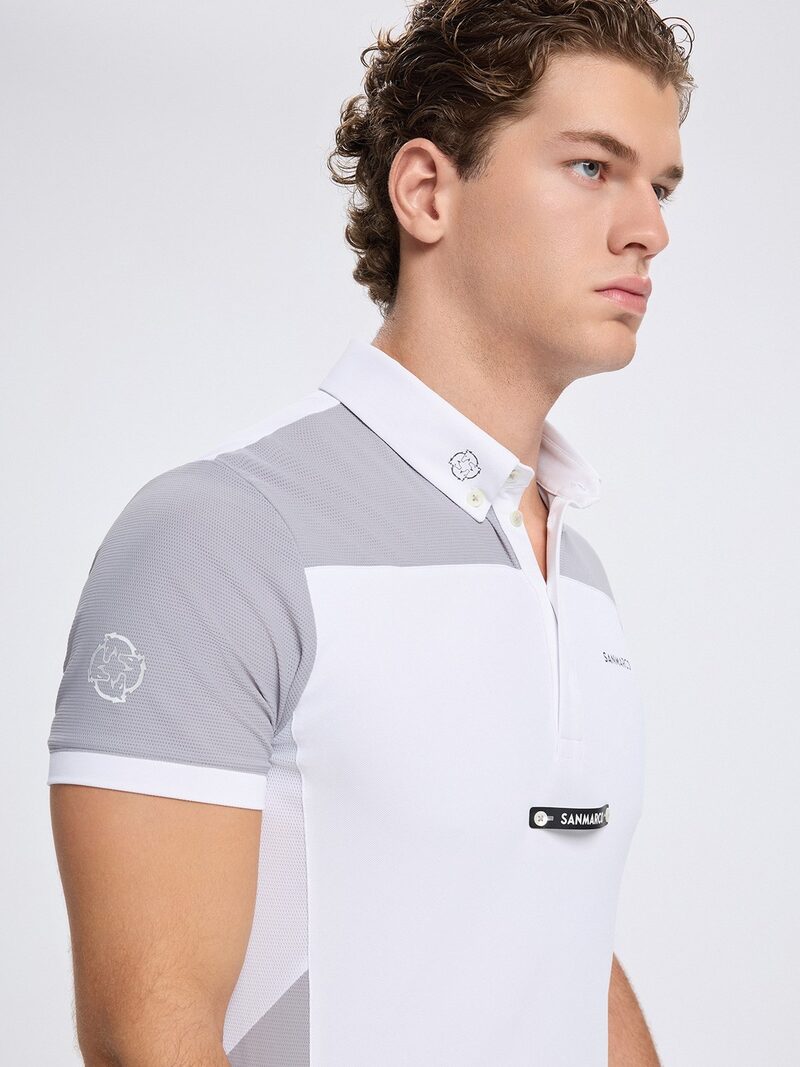 VITTORIO WHITE/GRAY MEN'S COMPETITION POLO SHORT SLEEVE